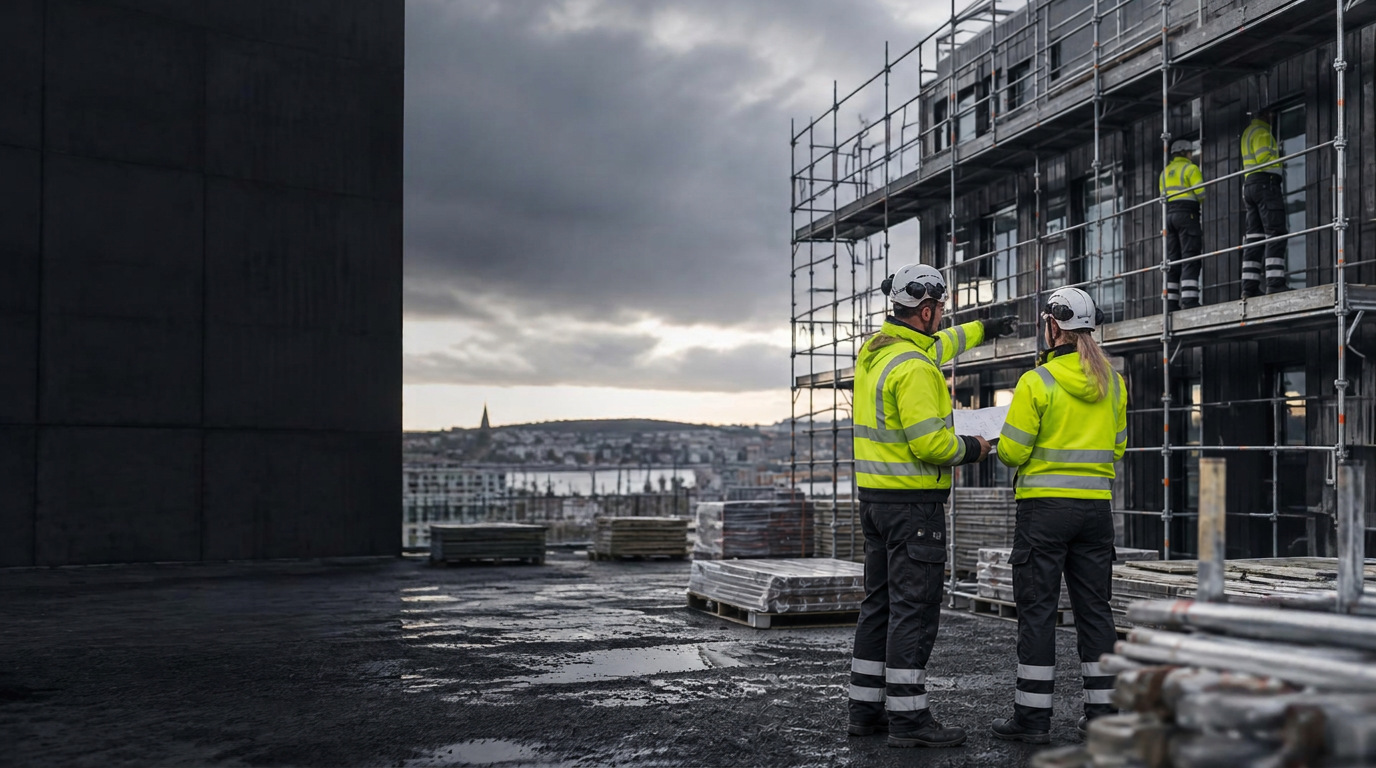 Byggarbete vid en kommersiell fastighet